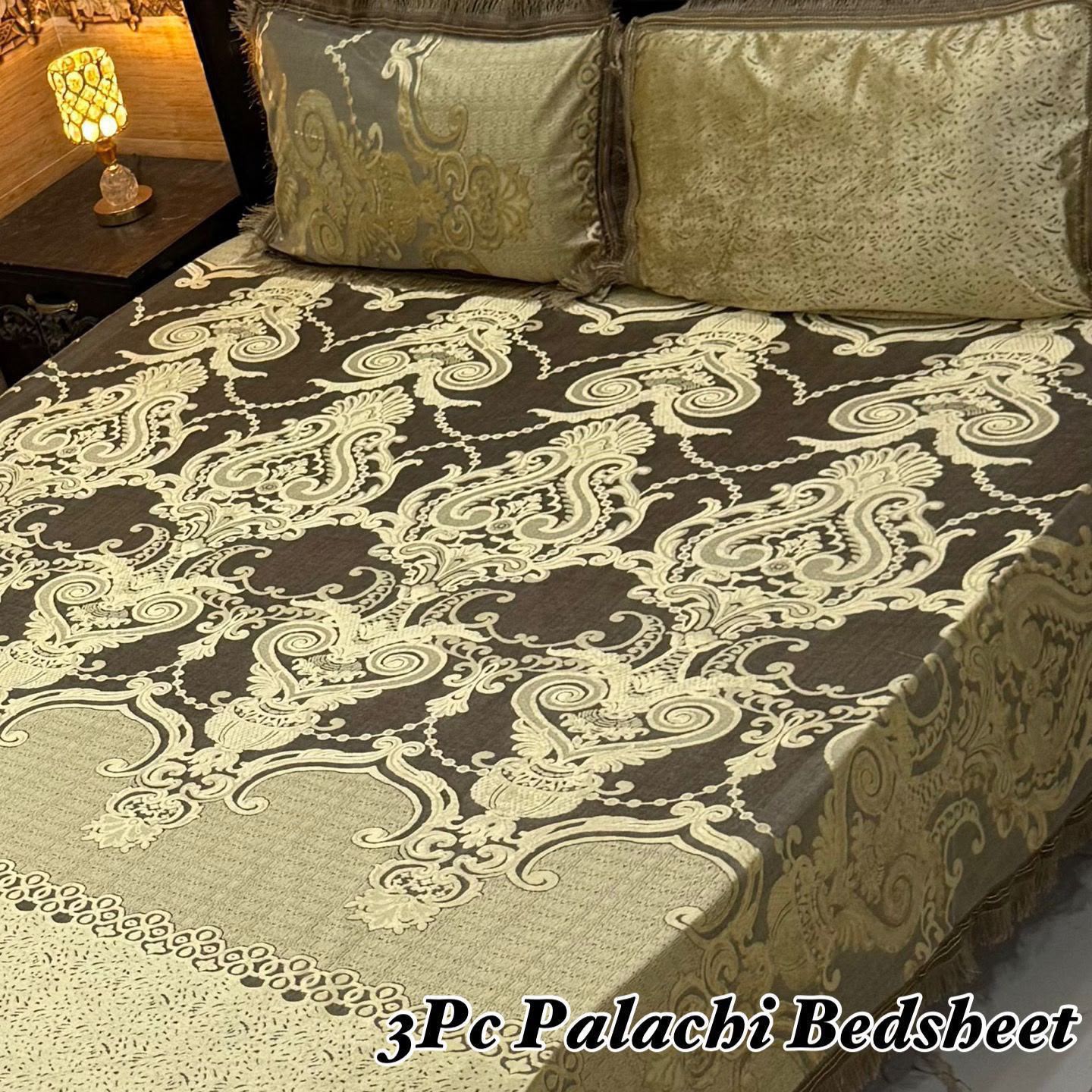 Elegant Brown & Gold Palachi 3-Piece Luxury Bedsheet Set