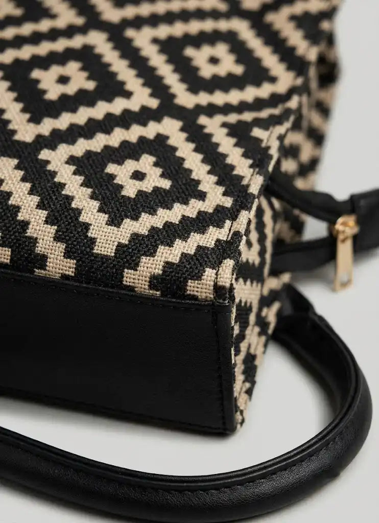 Bold Black & White Monochrome Geometric Tote Bag