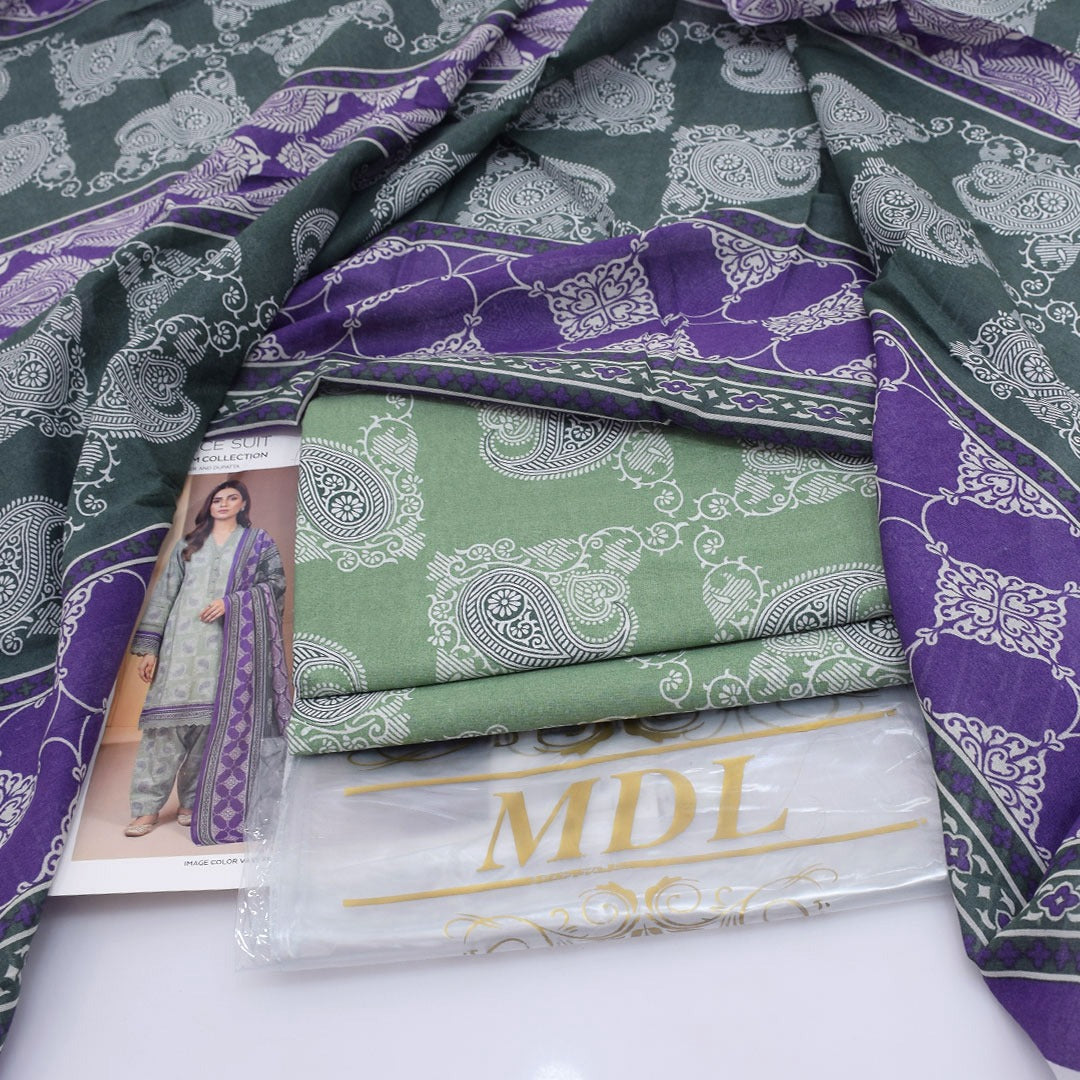 Graceful Sage Green Unstitched 3 Piece Lawn Suit