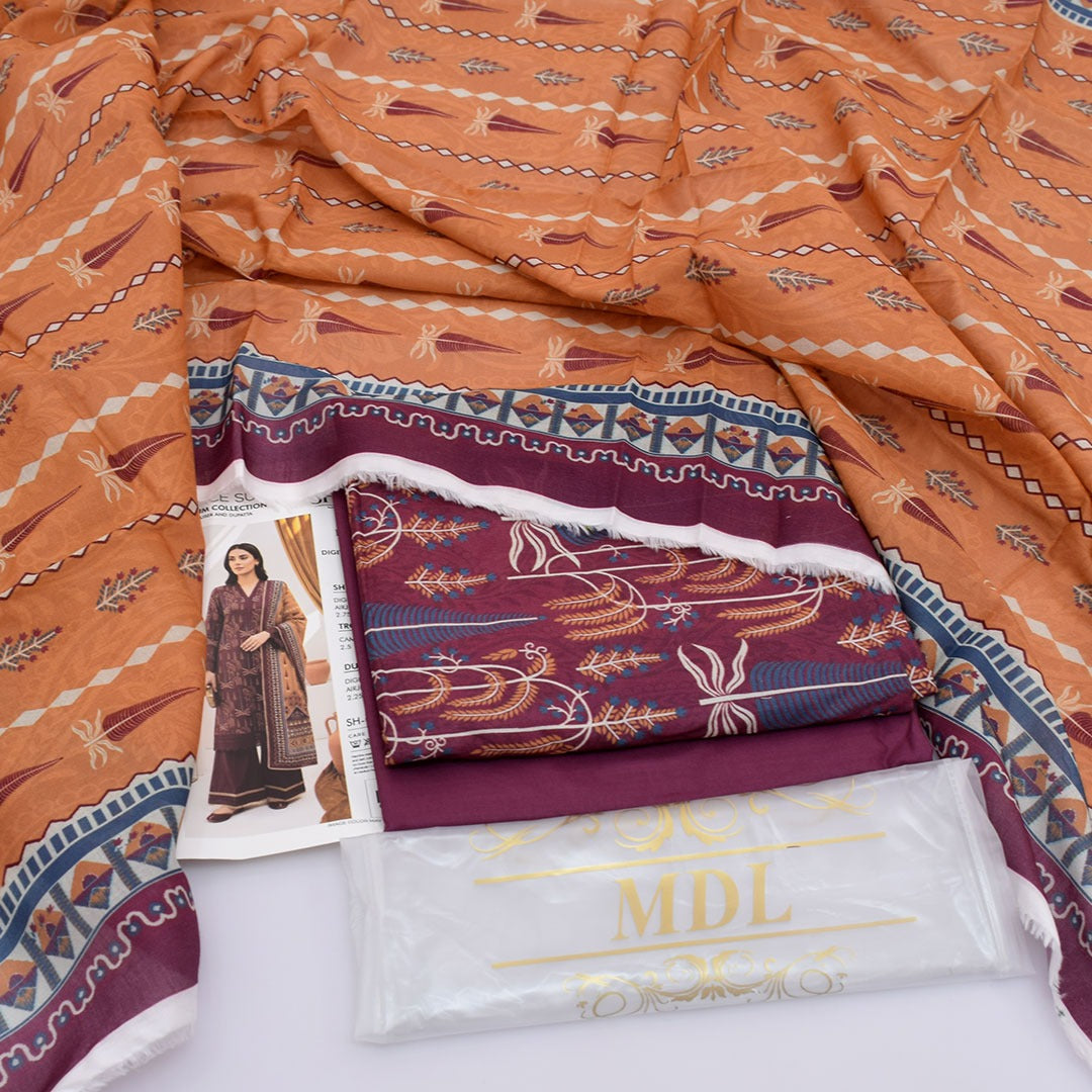 Exquisite Plum Unstitched 3 Piece Lawn Suit